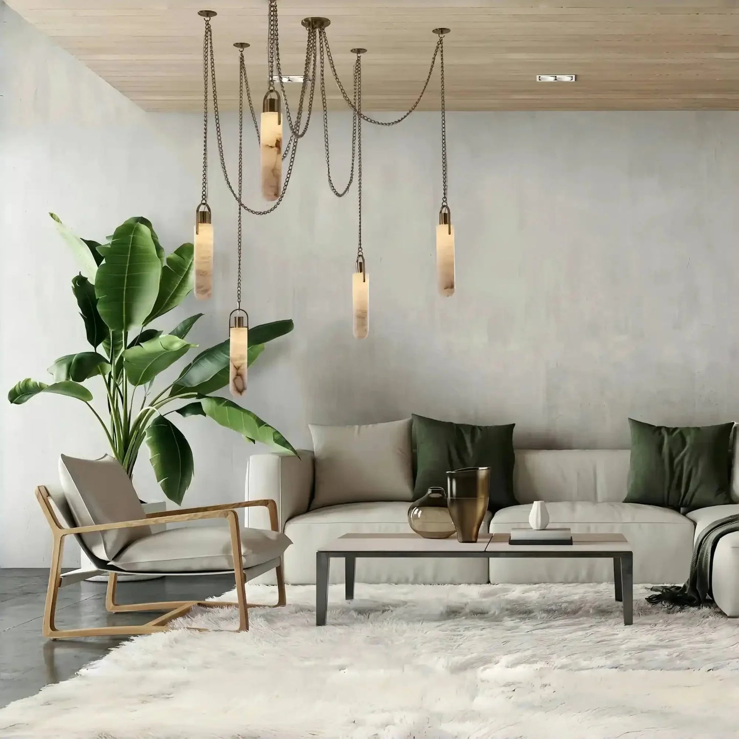Alabaster Flint 5 Light LED Multi - Drop Pendant - Manor Lights
