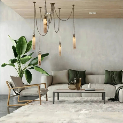 Alabaster Flint 5 Light LED Multi - Drop Pendant - Manor Lights