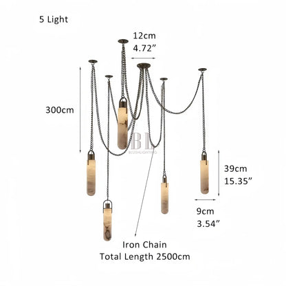 Alabaster Flint 5 Light LED Multi - Drop Pendant - Manor Lights