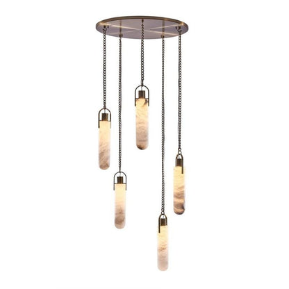 Alabaster Flint Additions Multi Light Pendant, Round Chandelier For staircase, Hallway - Manor Lights