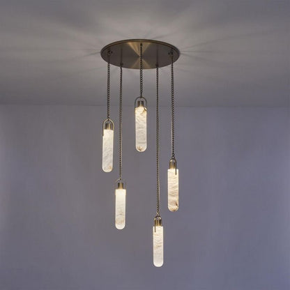Alabaster Flint Additions Multi Light Pendant, Round Chandelier For staircase, Hallway - Manor Lights