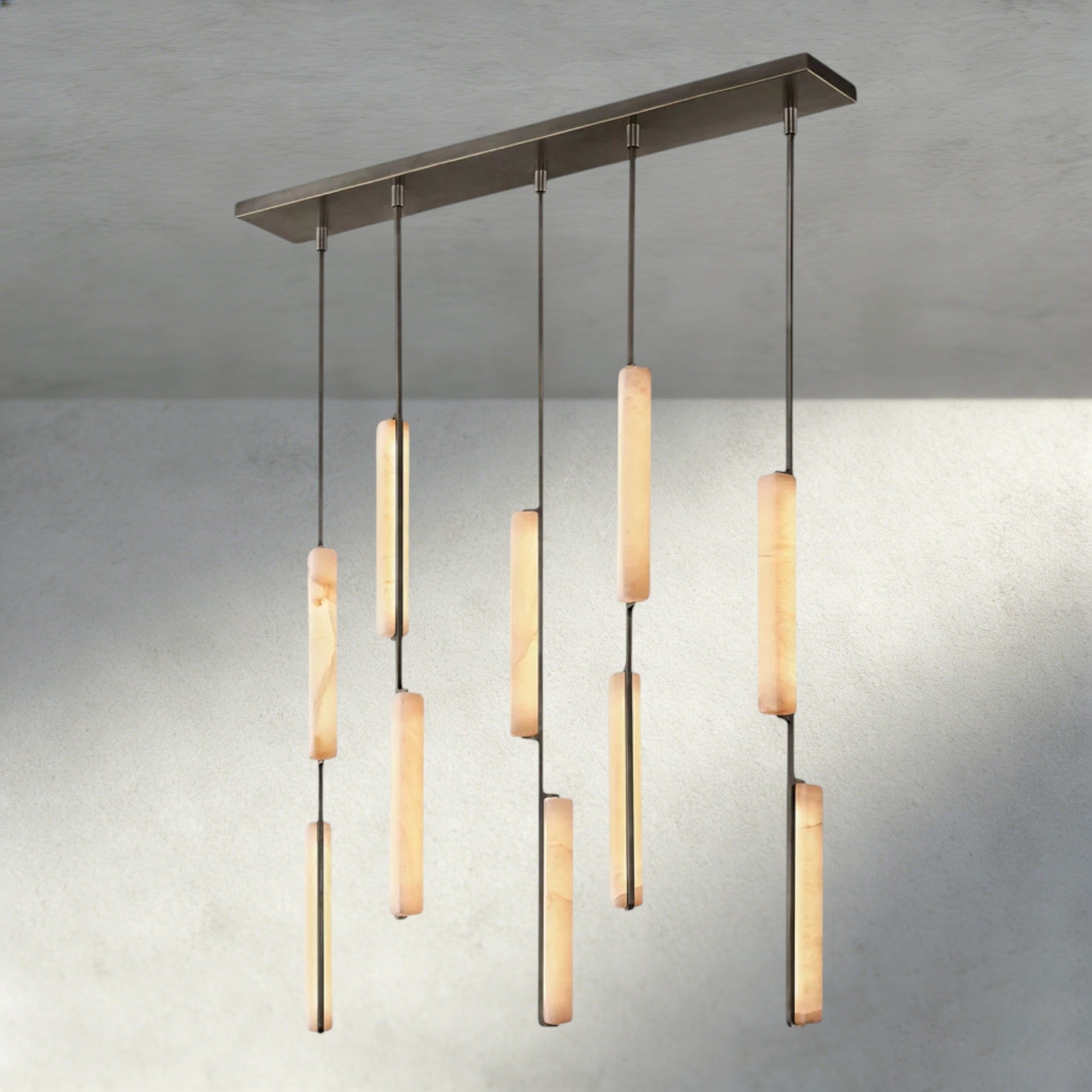 Audubon Alabaster Linear Chandelier 54" - Manohaus