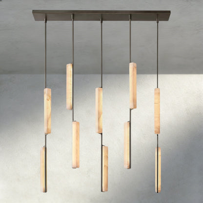 Audubon Alabaster Linear Chandelier 54" - Manohaus