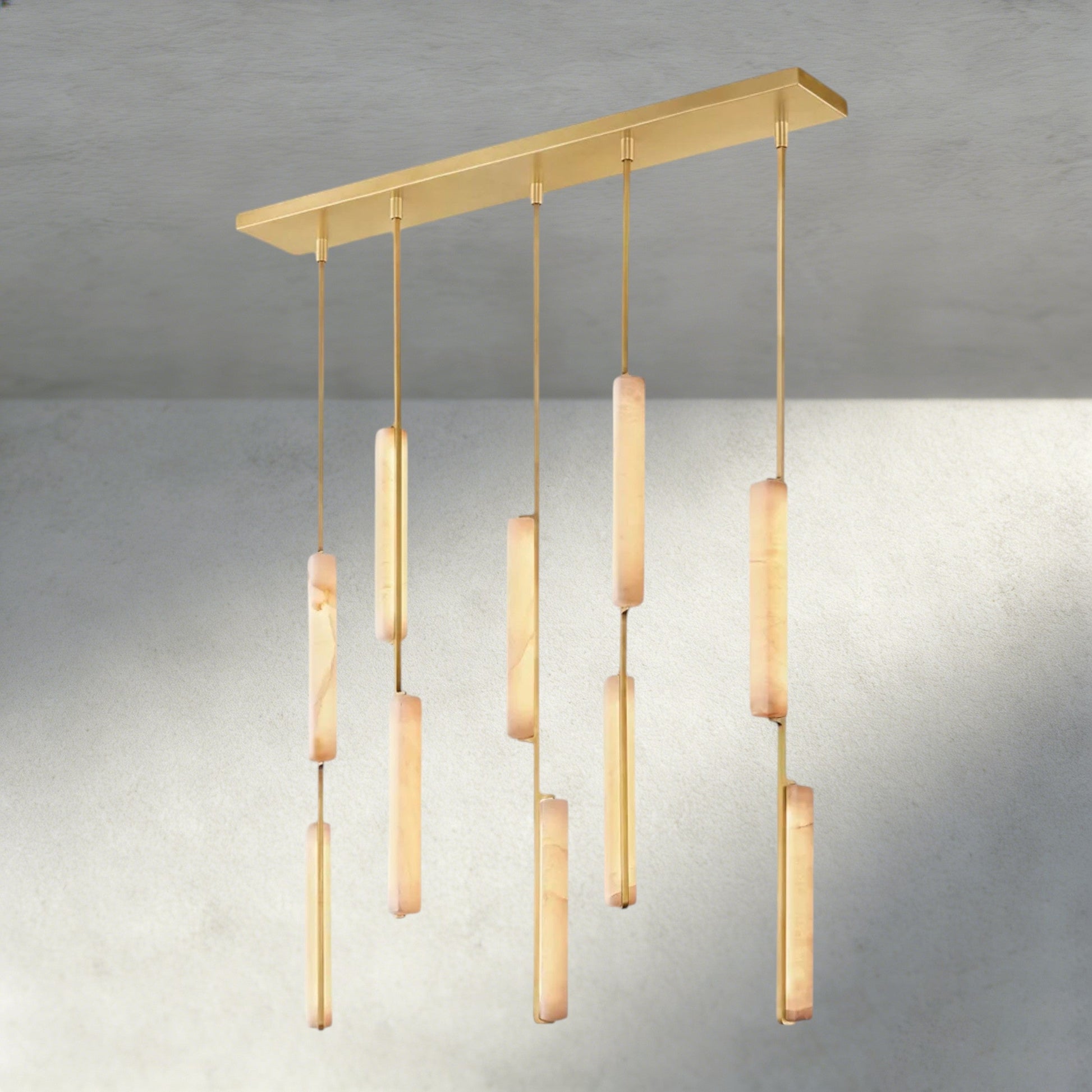 Audubon Alabaster Linear Chandelier 54" - Manohaus