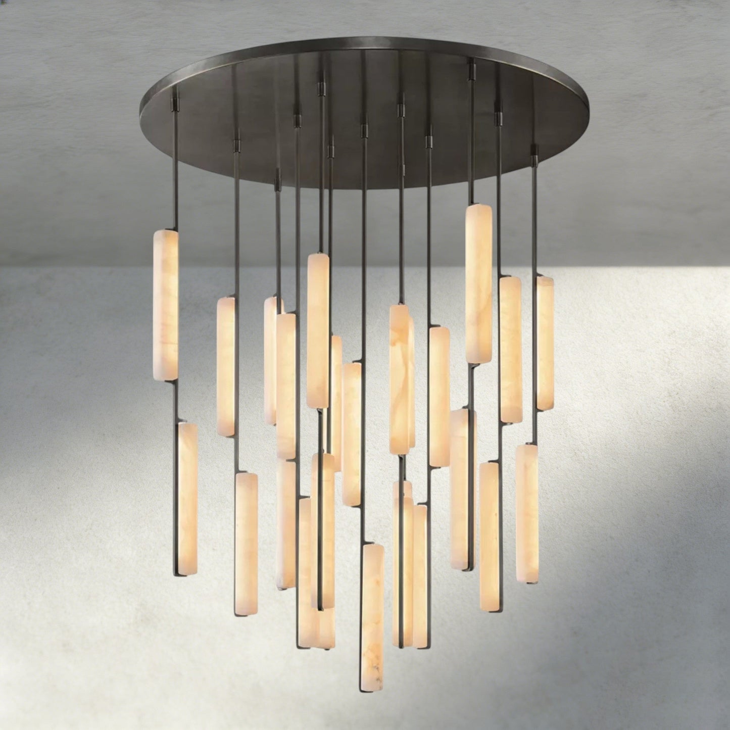 Audubon Alabaster Round Chandelier 24", 40", 56" - Manohaus