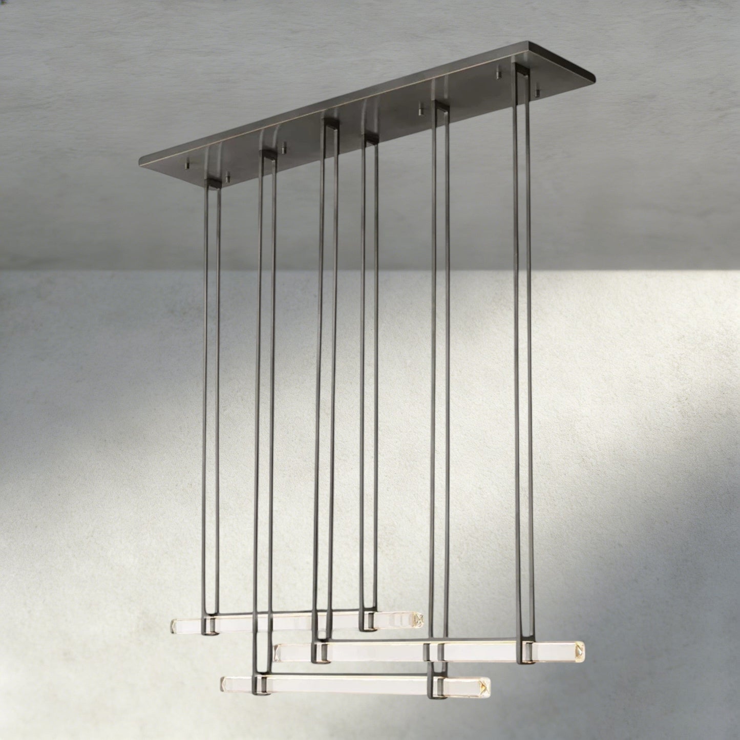 Audubon Crystal Triple Bar Linear Chandelier 60", 72" - Manohaus