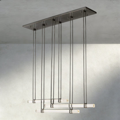 Audubon Crystal Triple Bar Linear Chandelier 60", 72" - Manohaus