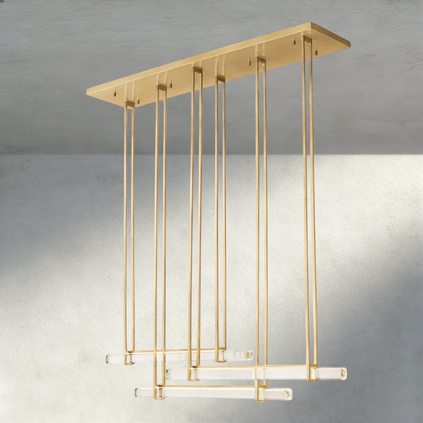 Audubon Crystal Triple Bar Linear Chandelier 60", 72" - Manohaus