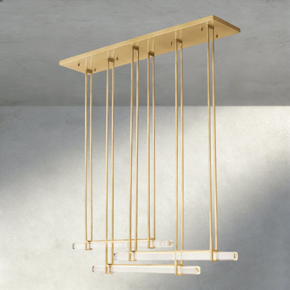 Audubon Crystal Triple Bar Linear Chandelier 60", 72" - Manohaus
