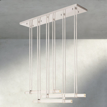 Audubon Crystal Triple Bar Linear Chandelier 60", 72" - Manohaus