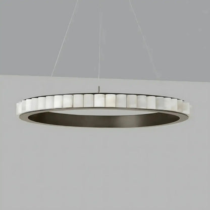 Avalon Alabaster Round Chandelier - 23.6″Dia x 59″HBlackWarm White - Manohaus