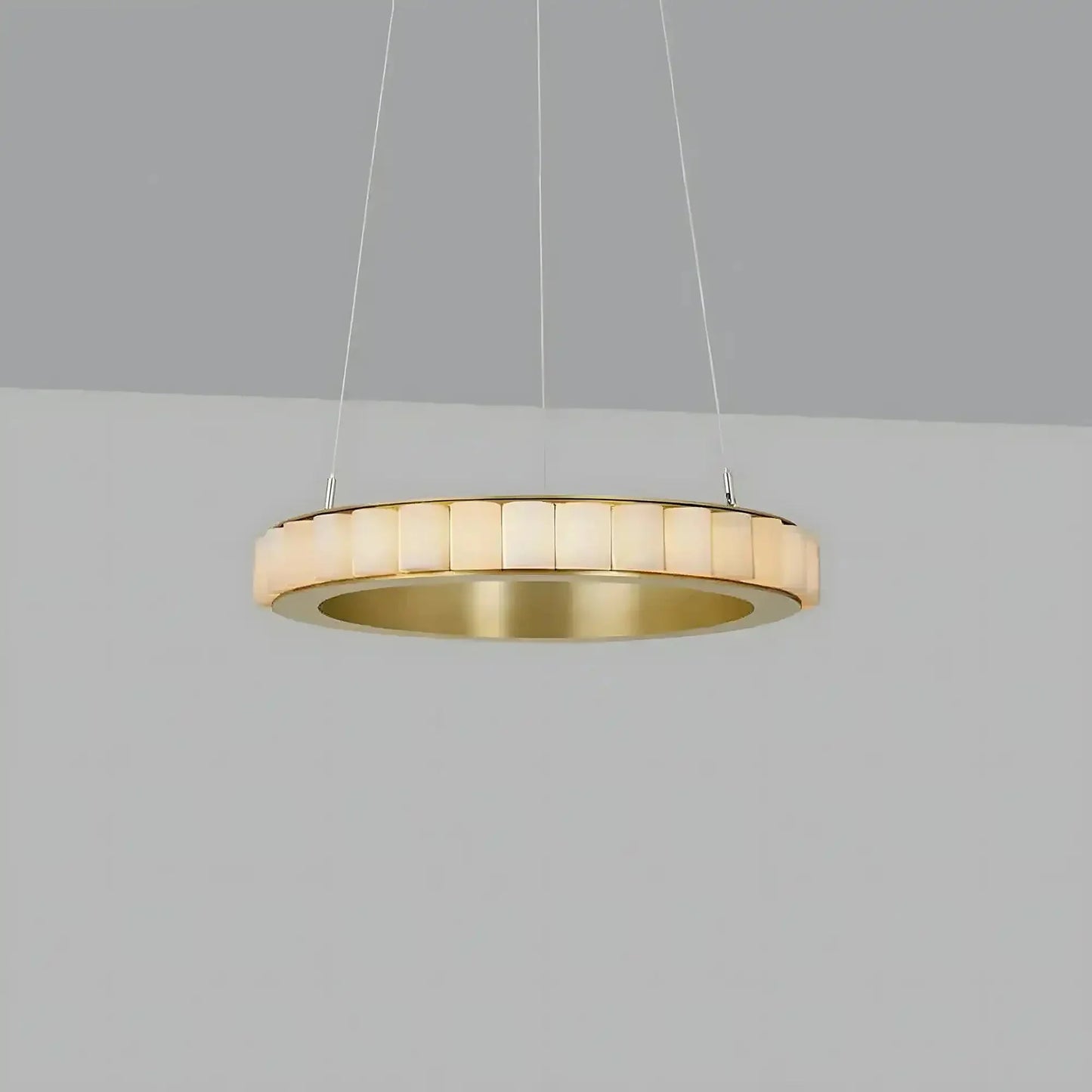 Avalon Alabaster Round Chandelier - 31.5″Dia x 59″HBlackWarm White - Manohaus