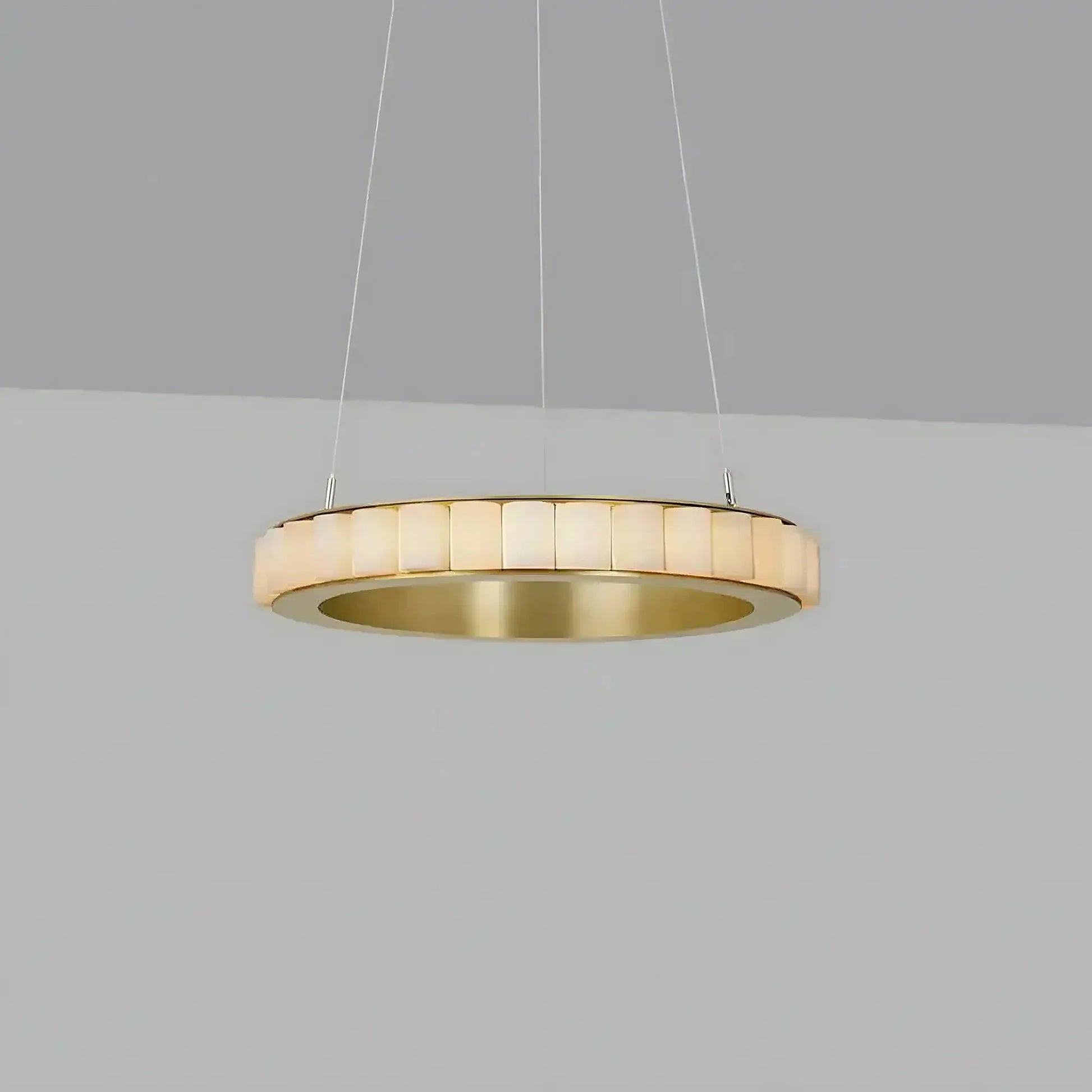 Avalon Alabaster Round Chandelier - 31.5″Dia x 59″HBlackWarm White - Manohaus