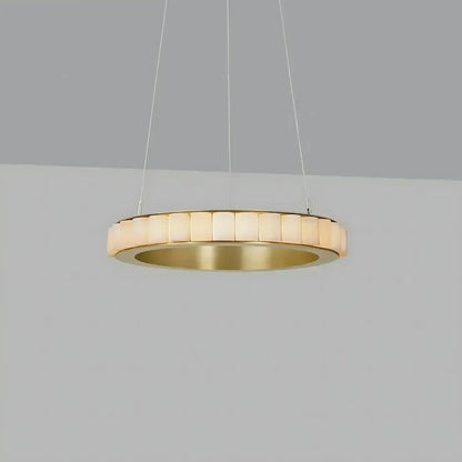 Avalon Alabaster Round Chandelier - 31.5″Dia x 59″HBlackWarm White - Manohaus