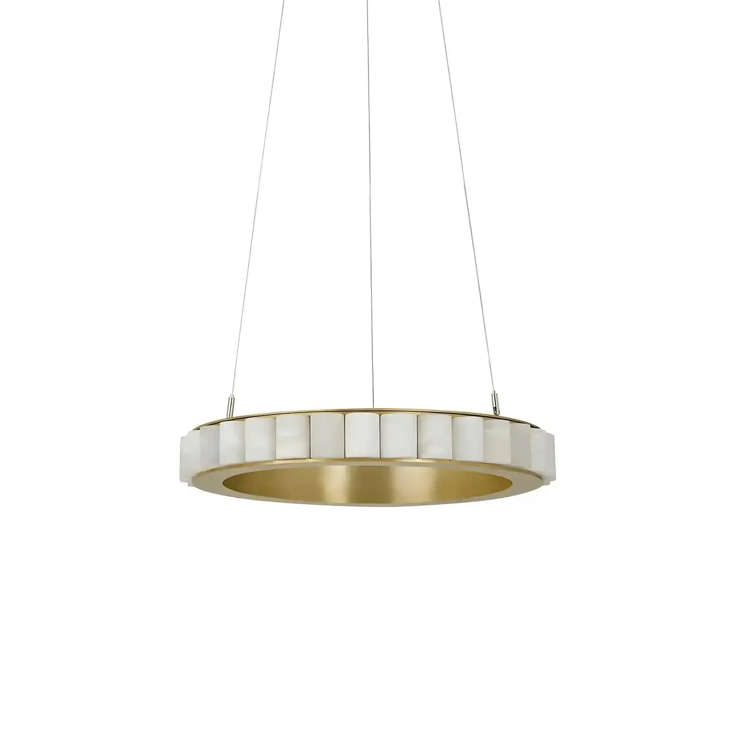 Avalon Alabaster Round Chandelier - 15.7″Dia x 59″HCopperWarm White - Manohaus