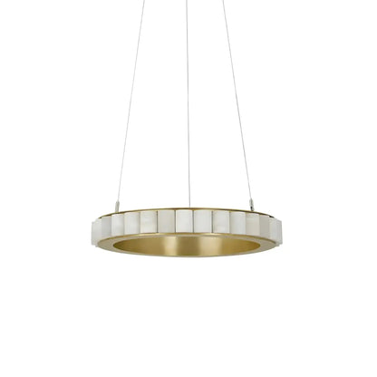Avalon Alabaster Round Chandelier - 15.7″Dia x 59″HCopperWarm White - Manohaus