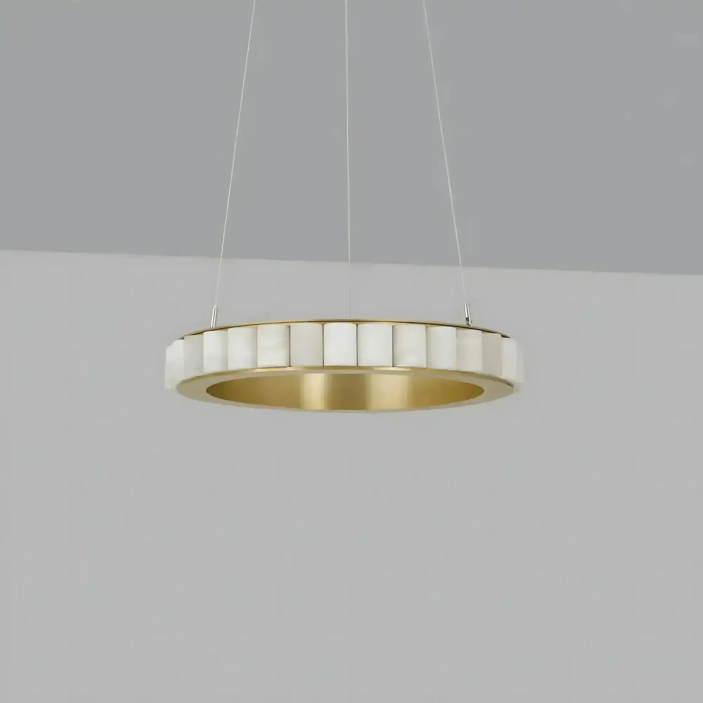 Avalon Alabaster Round Chandelier - 31.5″Dia x 59″HBlackWarm White - Manohaus