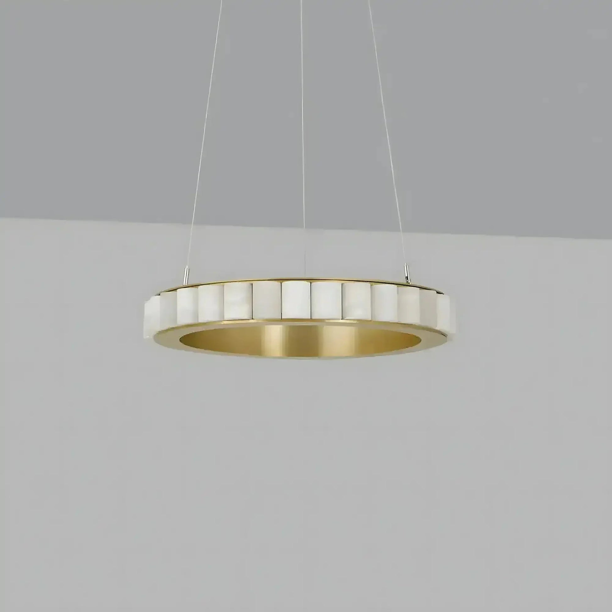 Avalon Alabaster Round Chandelier - 31.5″Dia x 59″HBlackWarm White - Manohaus
