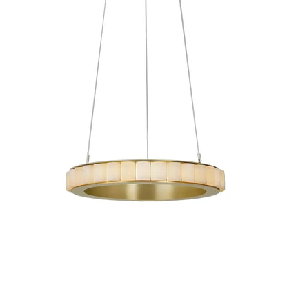 Avalon Alabaster Round Chandelier - 31.5″Dia x 59″HBlackWarm White - Manohaus