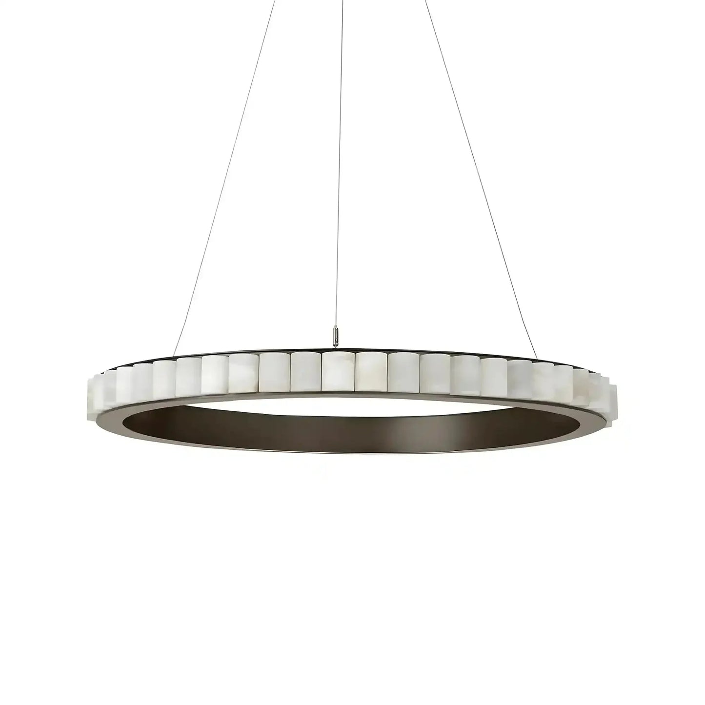 Avalon Alabaster Round Chandelier - 39.4″Dia x 59″HCopperWarm White - Manohaus