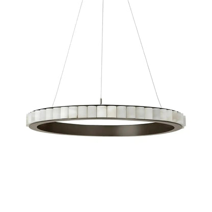 Avalon Alabaster Round Chandelier - 39.4″Dia x 59″HCopperWarm White - Manohaus