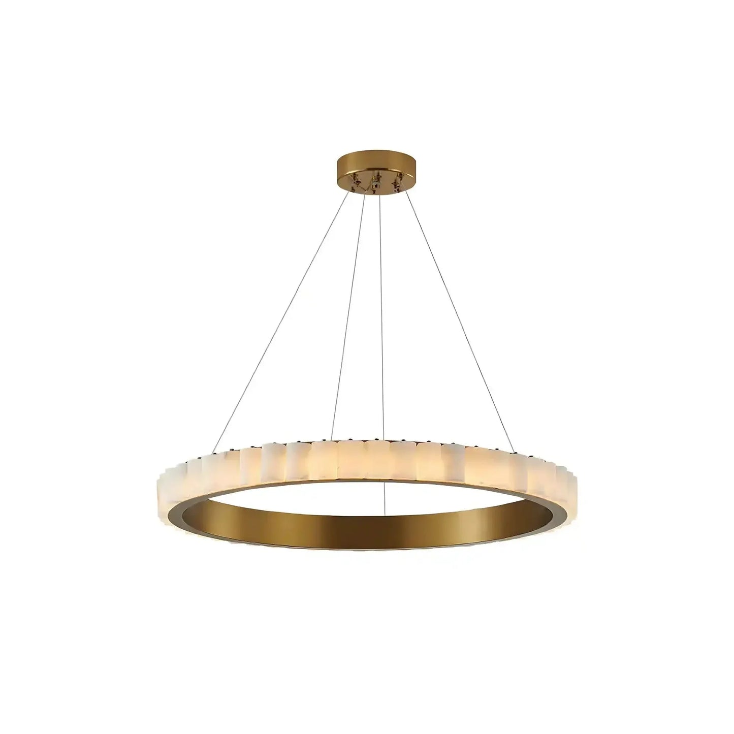 Avalon Alabaster Round Chandelier - 23.6″Dia x 59″HBlackWarm White - Manohaus