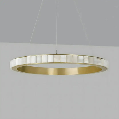 Avalon Alabaster Round Chandelier - 23.6″Dia x 59″HBlackWarm White - Manohaus