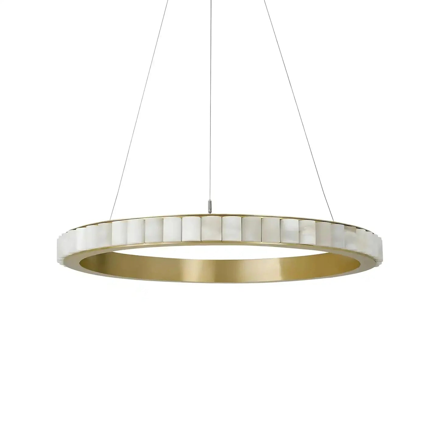 Avalon Alabaster Round Chandelier - 15.7″Dia x 59″HCopperWarm White - Manohaus