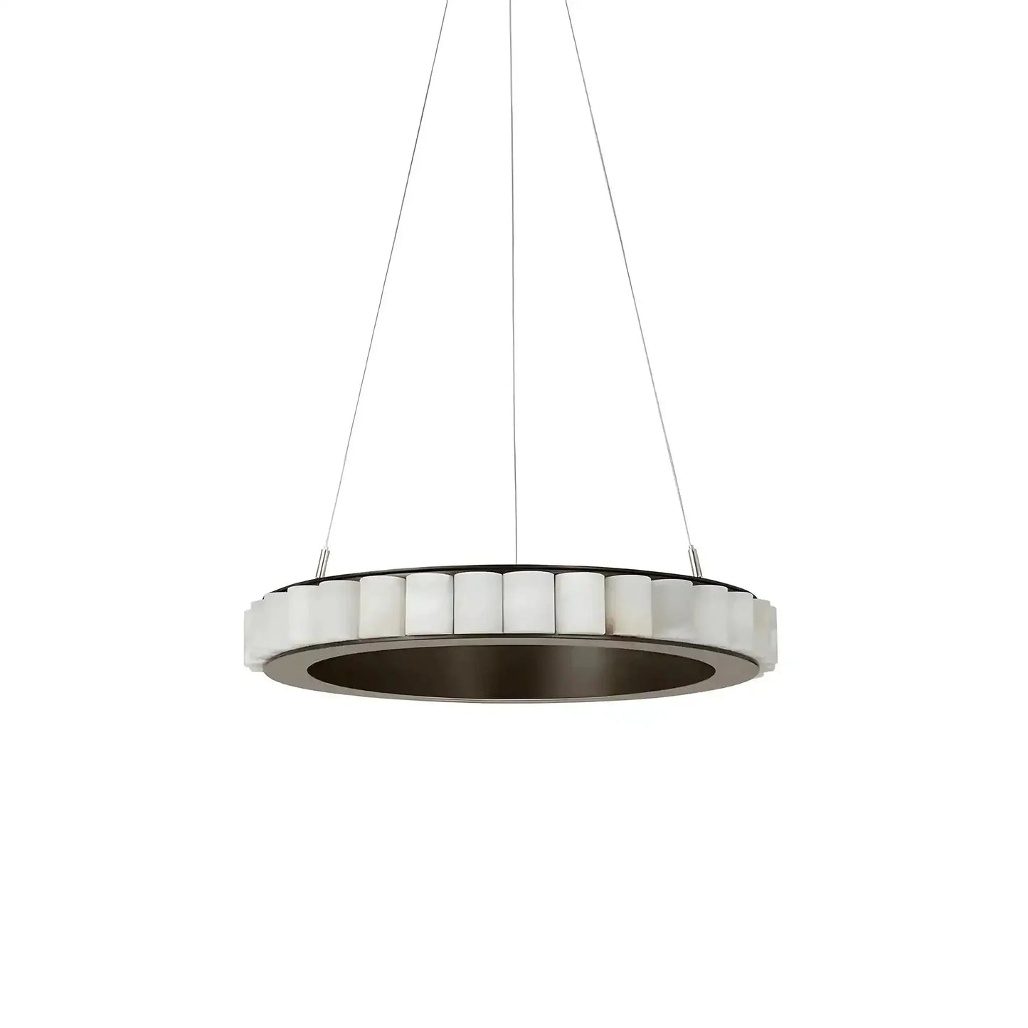 Avalon Alabaster Round Chandelier - 15.7″Dia x 59″HBlackWarm White - Manohaus