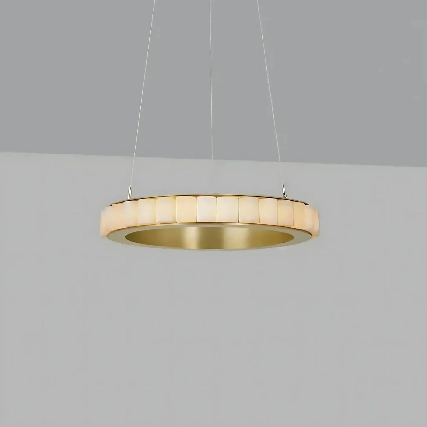 Avalon Alabaster Round Chandelier - 31.5″Dia x 59″HBlackWarm White - Manohaus
