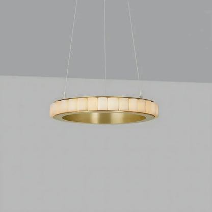 Avalon Alabaster Round Chandelier - 31.5″Dia x 59″HBlackWarm White - Manohaus