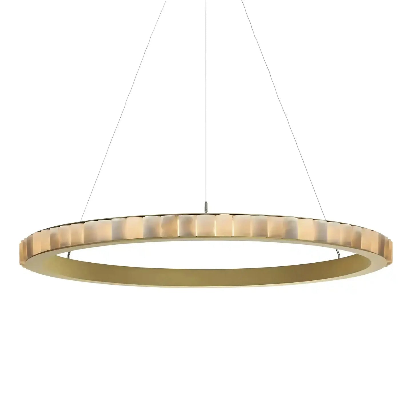 Avalon Alabaster Round Chandelier - 39.4″Dia x 59″HCopperWarm White - Manohaus