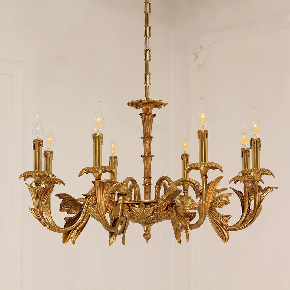 33X20 Inch 8 Lights Baroque Style European Antique Copper Chandelier