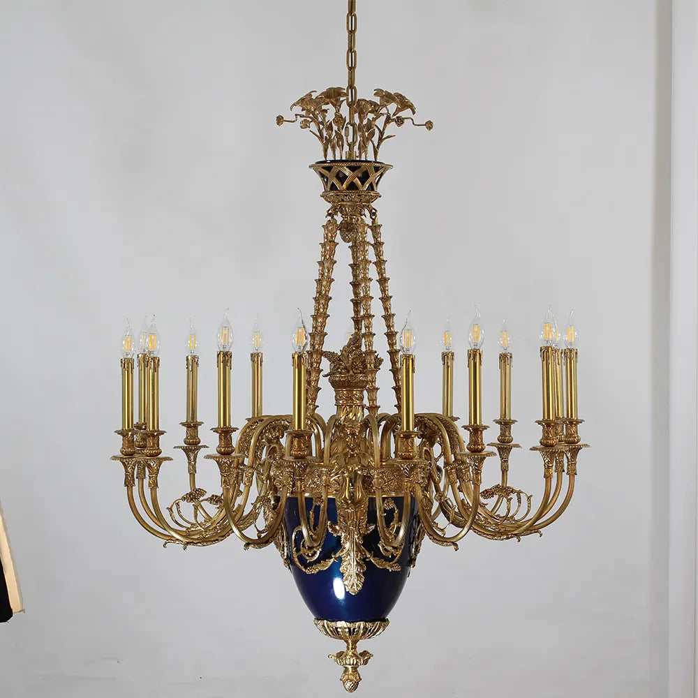 40X51 Inch 15 Lights Baroque Style Cast Copper Angles Antique French Empire Brass Chandelier