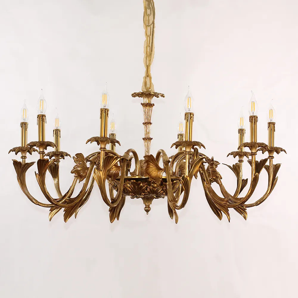 41X20 Inch 10 Lights Baroque Style European Antique Copper Chandelier