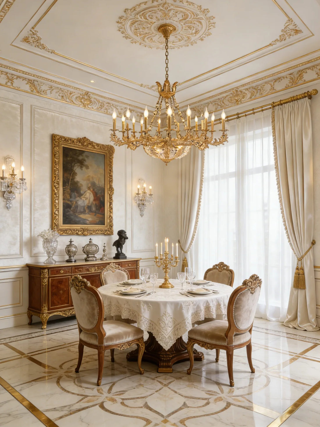 47X31 Inch 20 Lights French Empire Style Brass and Crystal Chandelier Light