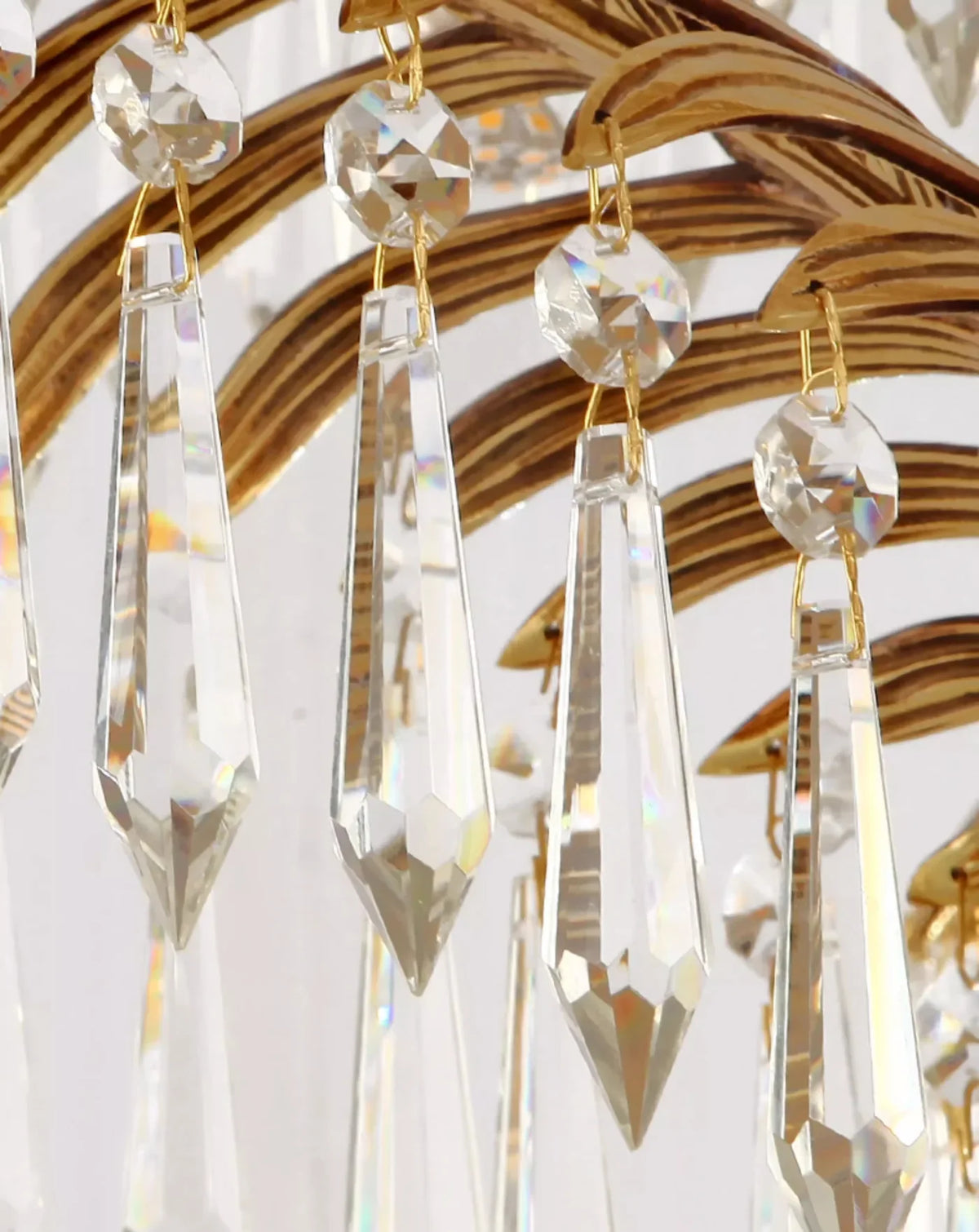 47X43 Inch 3-Layer Large Luxury Brass Chandelier Gold Palm Tree Crystal Chandelier for Entrance
