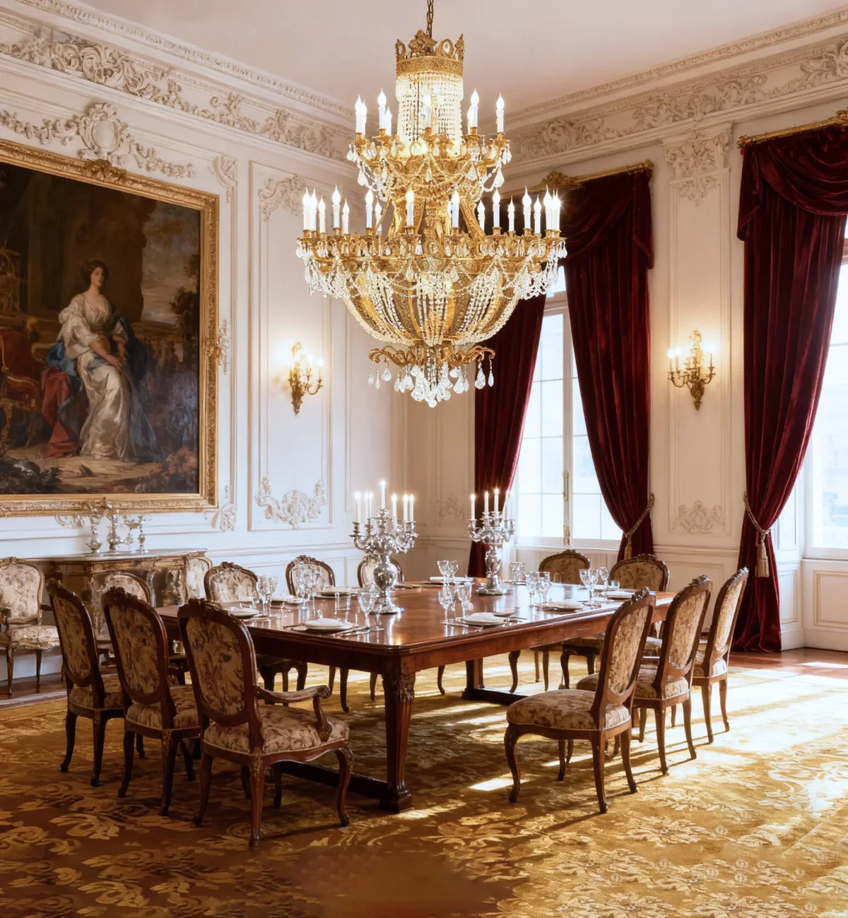 51X67 Inch 42 Lights Big French Empire Brass and Crystal Chandelier for Foyer