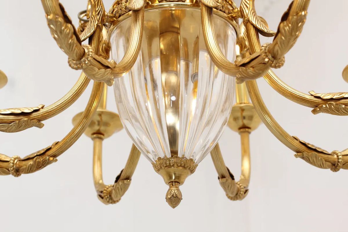 8 Lights Small Empire Style Antique Brass Chandelier Gold Dining Room Chandelier 31X28 Inch