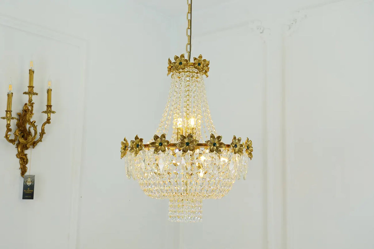 24X30 Inch Classical French Empire Brass and Crystal Chandelier