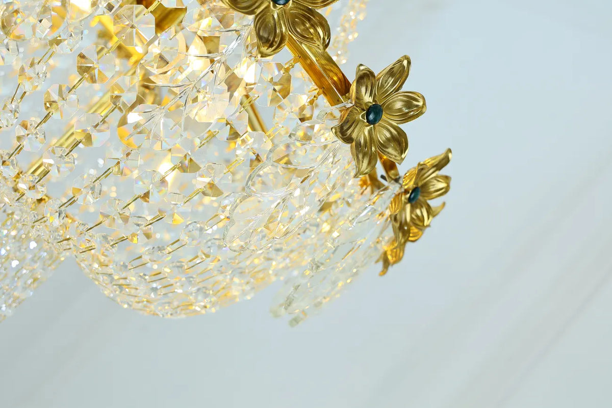 24X30 Inch Classical French Empire Brass and Crystal Chandelier