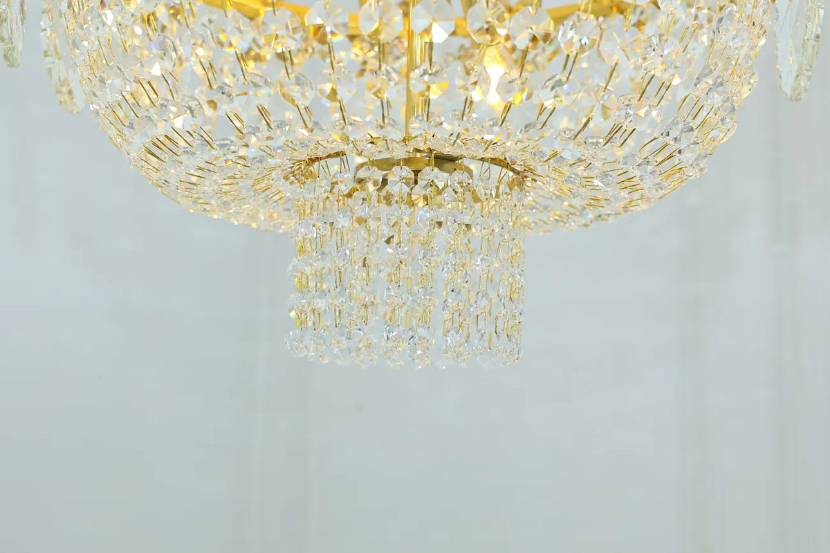 24X30 Inch Classical French Empire Brass and Crystal Chandelier