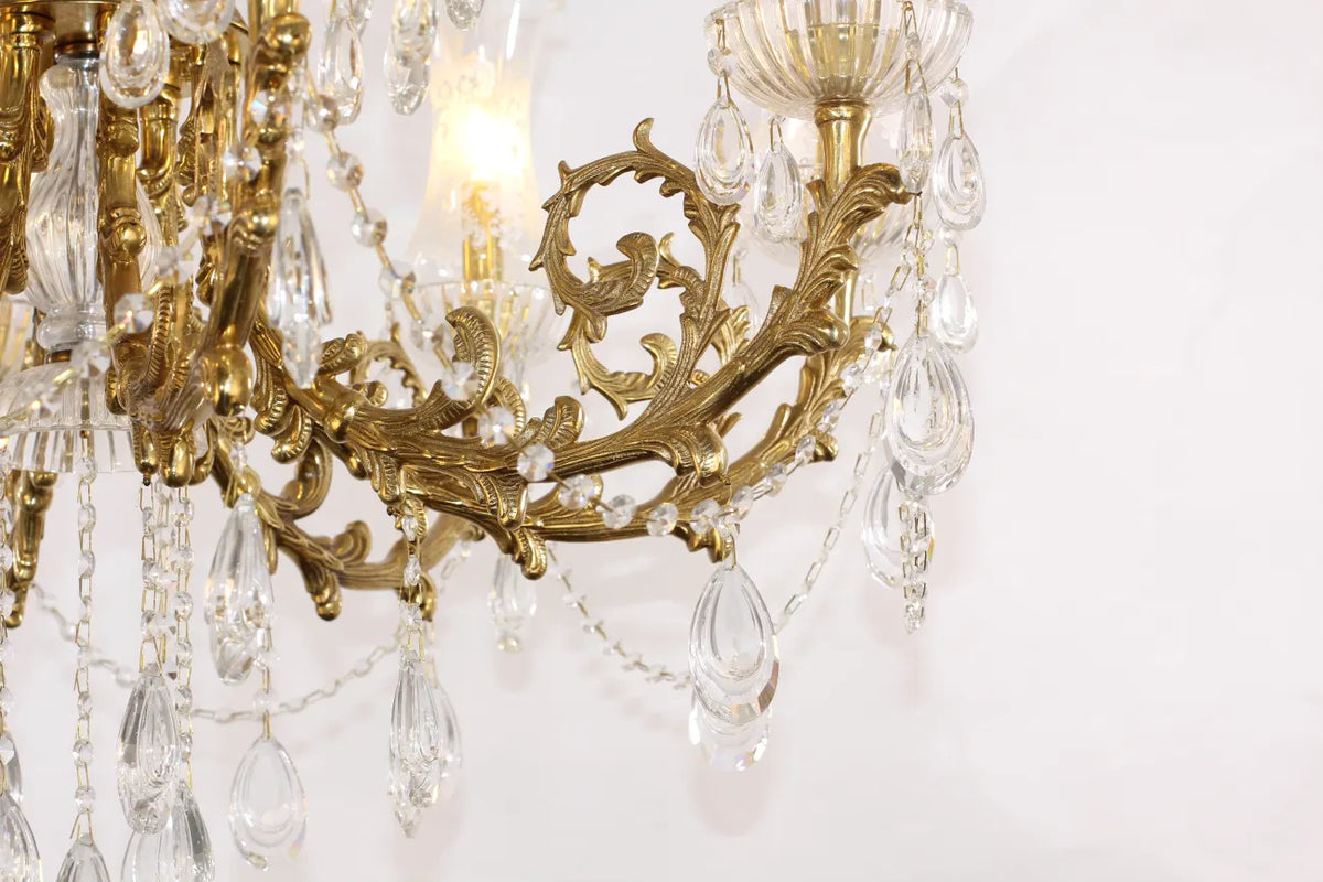 28X31 Inch 6 Lights Small Classical Candle Style Brass and Crystal Chandelier Lighting
