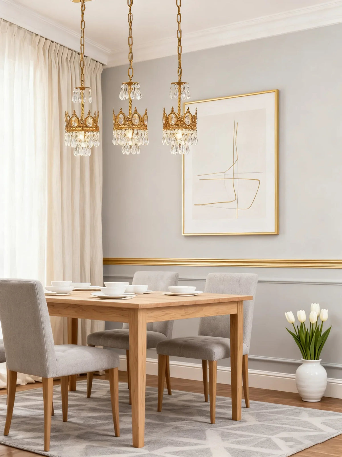 30 Inch Linear Chandelier Antique Copper and Crystal Kitchen Island Chandelier