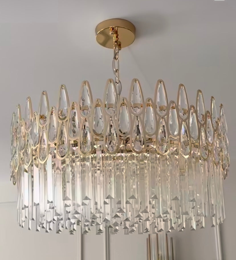 Modern Round / rectangular Raindrop Crystal Chandelier for Low-Ceiling