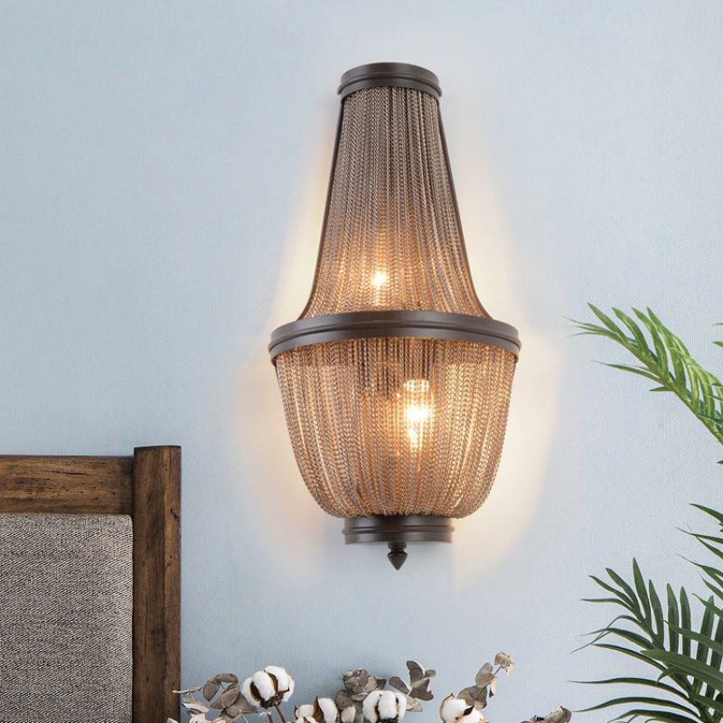 Tassel Aluminum Chain Wall Sconce in Living Room