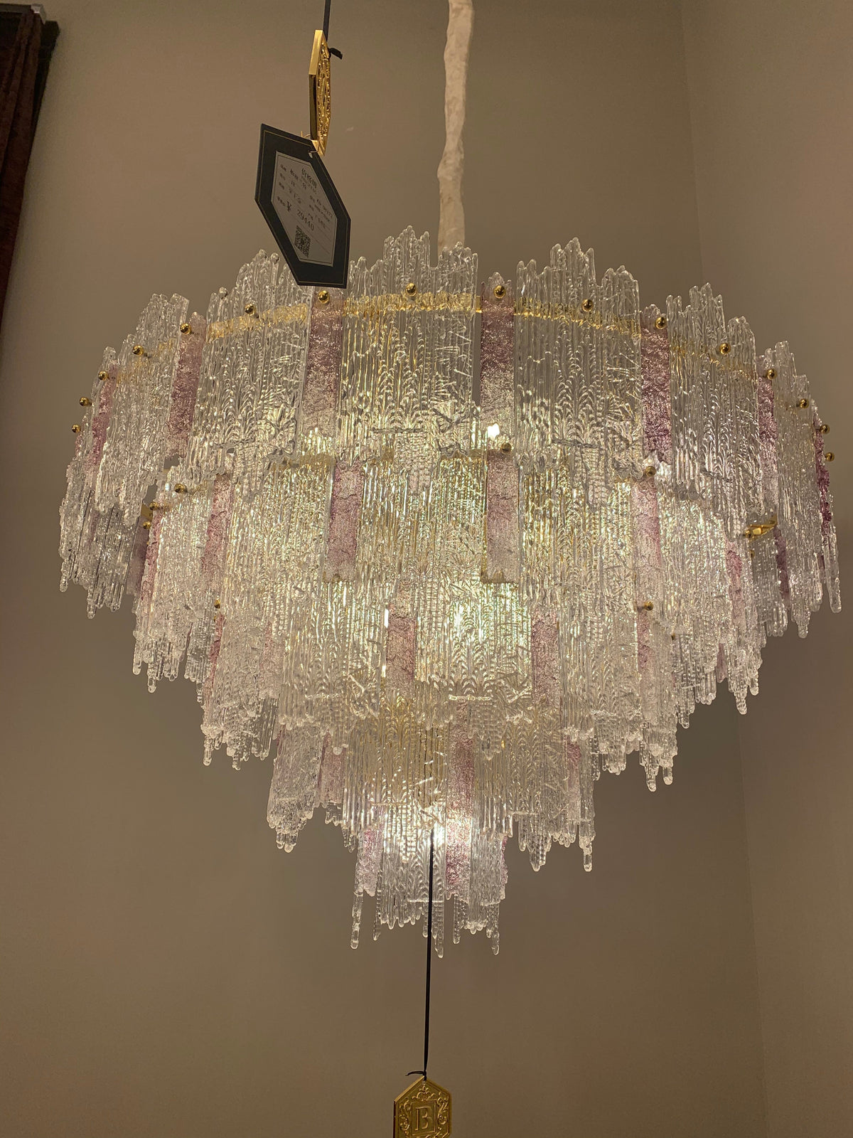 Light Luxury 5-Tier Round Pink / blue Crystal Chandelier for Living Room / bedrom