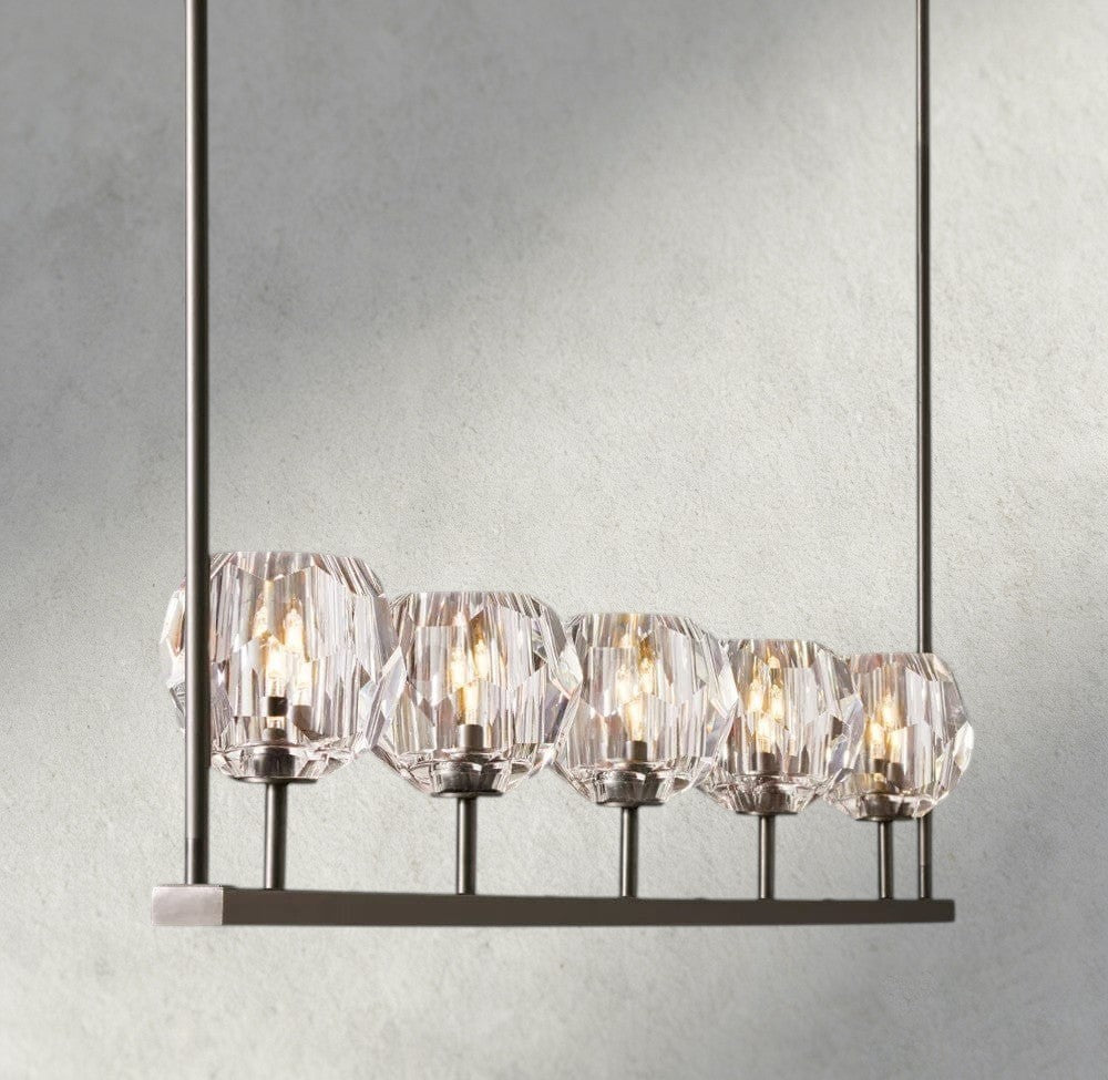Boule De Cristal Clear Glass Linear Chandelier 48", 60" - Manohaus