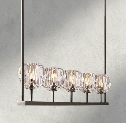 Boule De Cristal Clear Glass Linear Chandelier 48", 60" - Manohaus