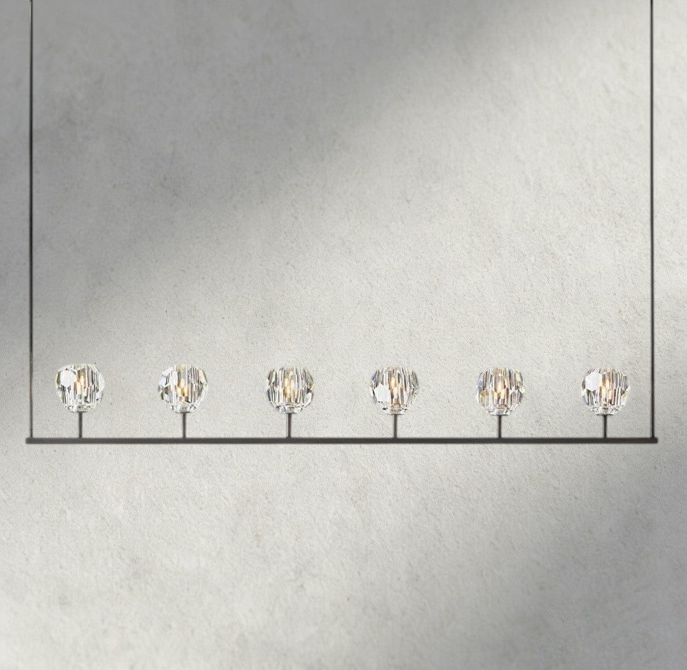 Boule De Cristal Clear Glass Linear Chandelier 48", 60" - Manohaus